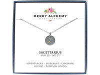 Sagittarius Zodiac Necklace in Sterling Silver